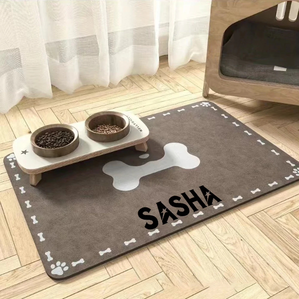 Personalized Super Absorbent Dog Food Mat with Name - Customizable Pet Placemat, Rubber & Diatom Mud Material, Ideal for Dogs, Dog Food Mat | Custom Placemat | Rubber Mud Ma