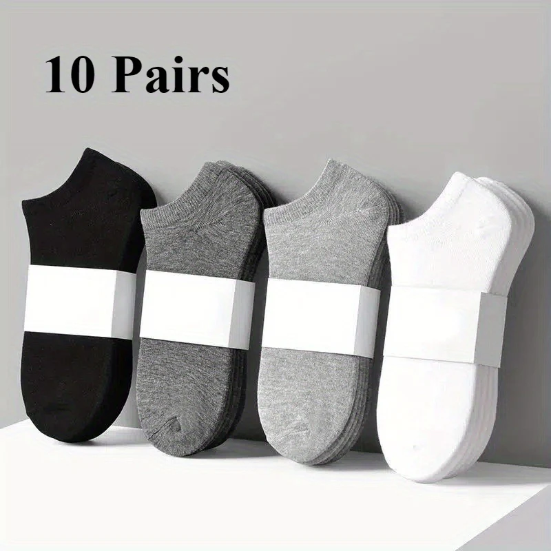10\u002F20 Pairs Women's Comfy Ankle Socks - Sporty Black & White Solid Color Socks with White Trim - Breathable Athletic Socks for Sports, Gym, Casual Wear - Hand Wash Only - Great Gift & Women